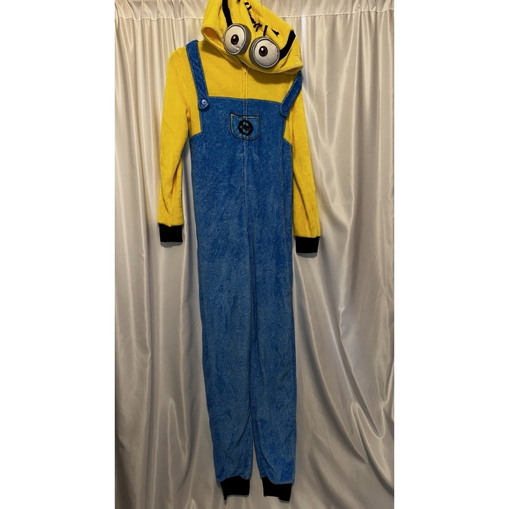 Despicable Me Minion Costume Size Medium 8/10 Unisex Yellow Blue 1 Pc Zip - Picture 5 of 9